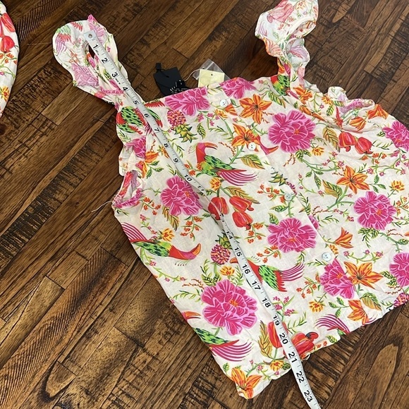 Linen Rachel Zoe set top and shorts linen & rayon floral pattern Sz L nwt - Picture 13 of 16